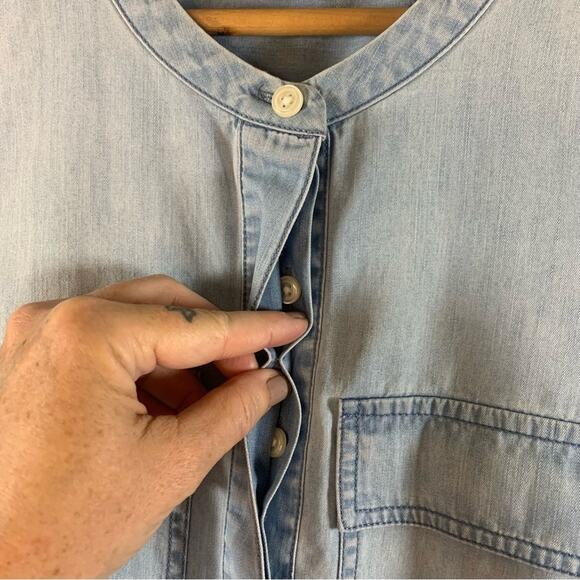 J Crew Chambray Shirt Dress Sz S/M Preppy Western Coastal Cowgirl Festival - Picture 3 of 8